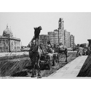 Zameer Hussain, untitled 8 X 11 Inch, Pen ink on paper, Cityscape Painting -AC-ZAH-052
